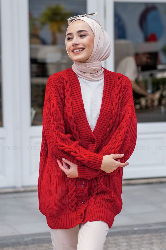 Uygun Fiyatlı ZINCIR DETAY HIRKA KIRMIZI | Loccomoda.com 