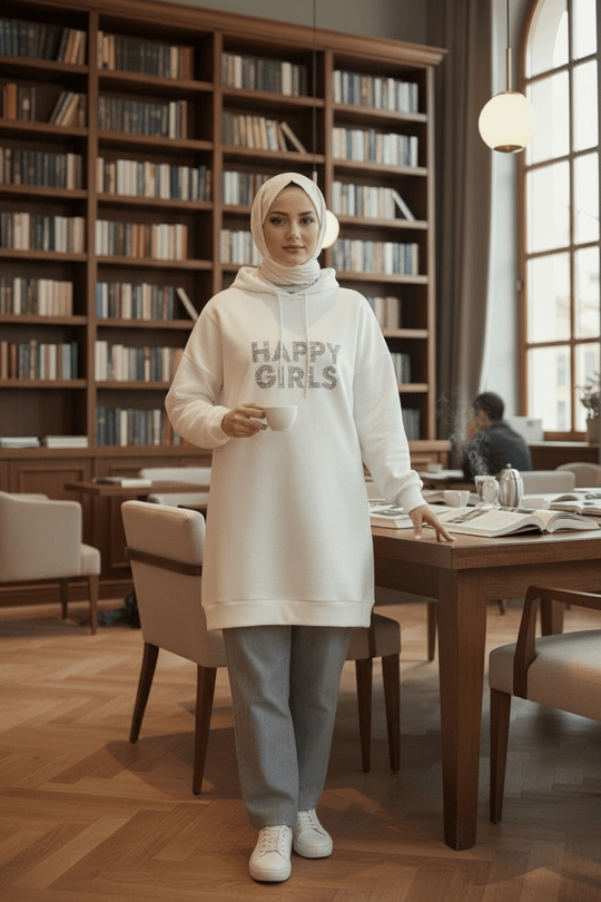 RENK GEÇİŞLİ TAŞ BASKILI SWEAT