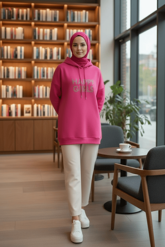 RENK GEÇİŞLİ TAŞ BASKILI SWEAT