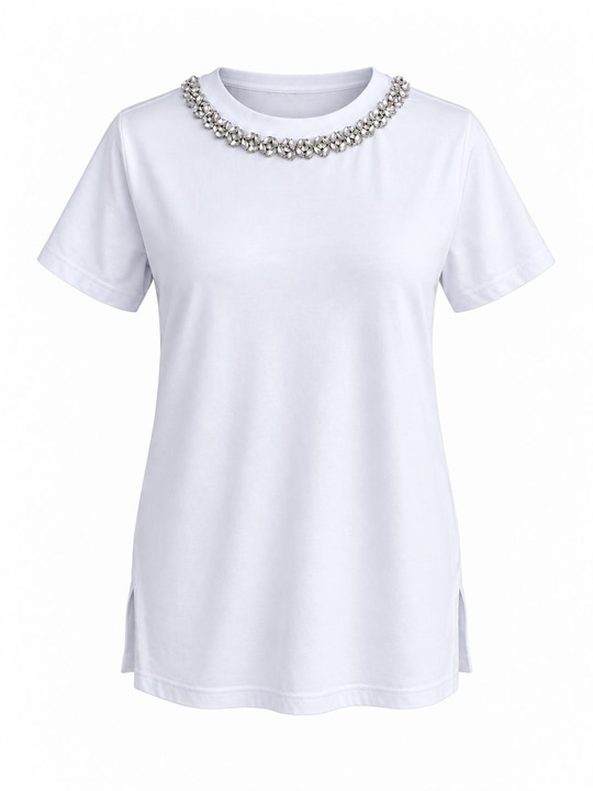 TAŞLI ŞERİTLİ T-SHIRT