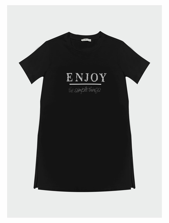 YAZILI TAŞLI BASKILI T-SHIRT