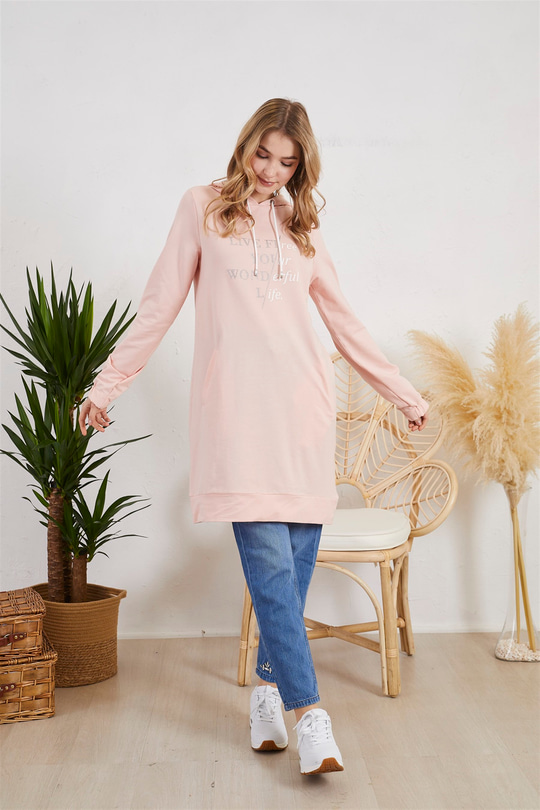 CEP AKSESUARLI BASKILI SWEATSHIRT