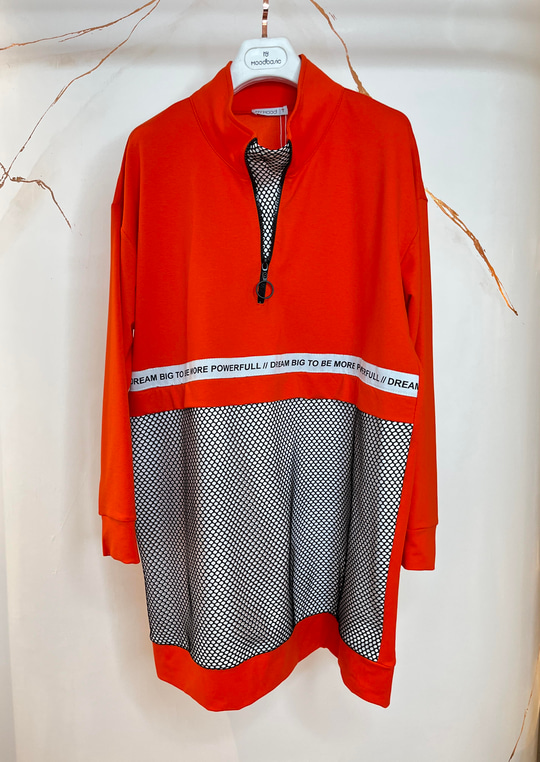DİK YAKA FİLELİ SWEATSHIRT