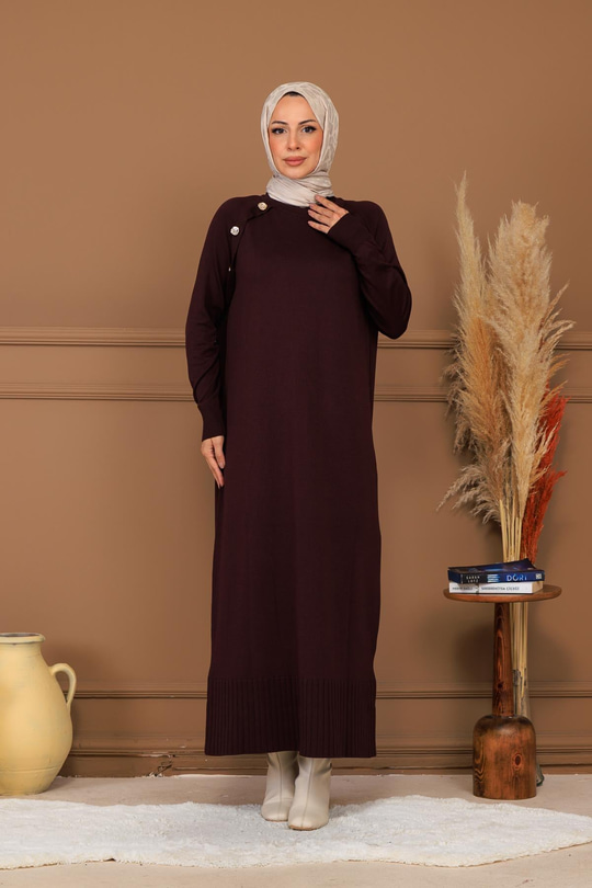 DÜĞMELİ TRİKO ELBİSE