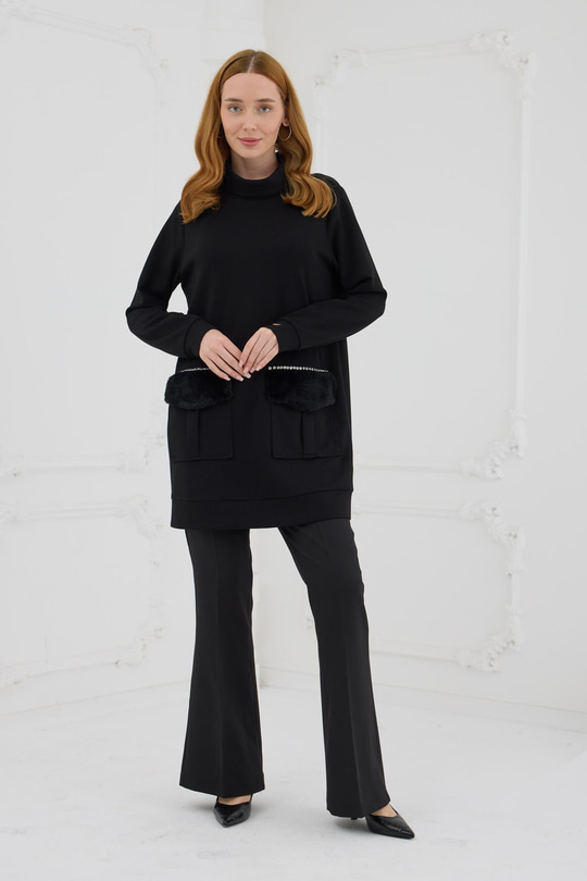 KÜRK CEPLİ SWEATSHIRT