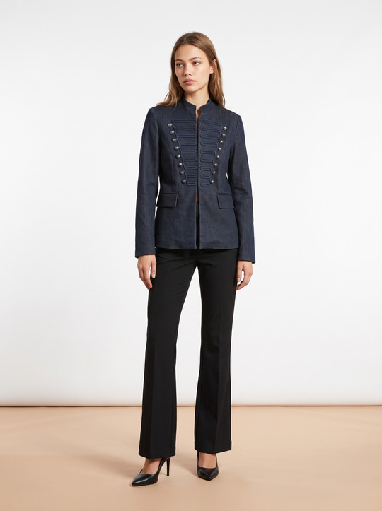 NAKIŞ  DETAYLI  DÜĞMELİ BLAZER  CEKET