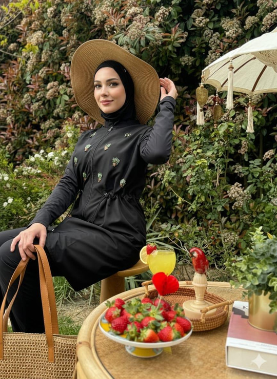 PALMİYE İŞLEMELİ TESETTÜR MAYO