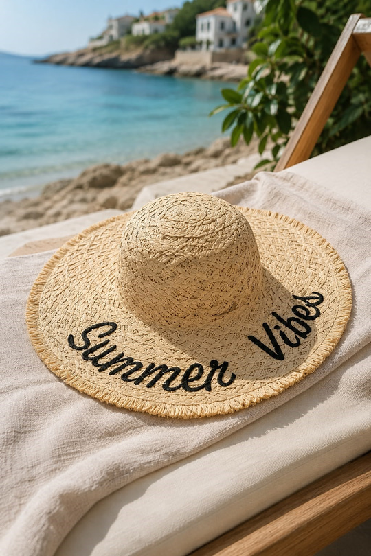 SUMMER YAZILI NAKIŞLI  HASIR ŞAPKA