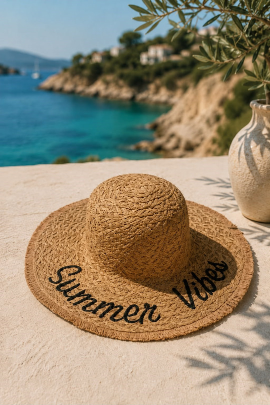 SUMMER YAZILI NAKIŞLI  HASIR ŞAPKA