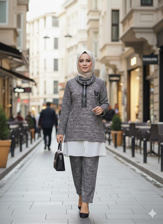 TAŞ AKSESUARLI TRİKO TAKIM
