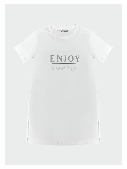 YAZILI TAŞLI BASKILI T-SHIRT