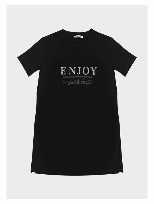 YAZILI TAŞLI BASKILI T-SHIRT
