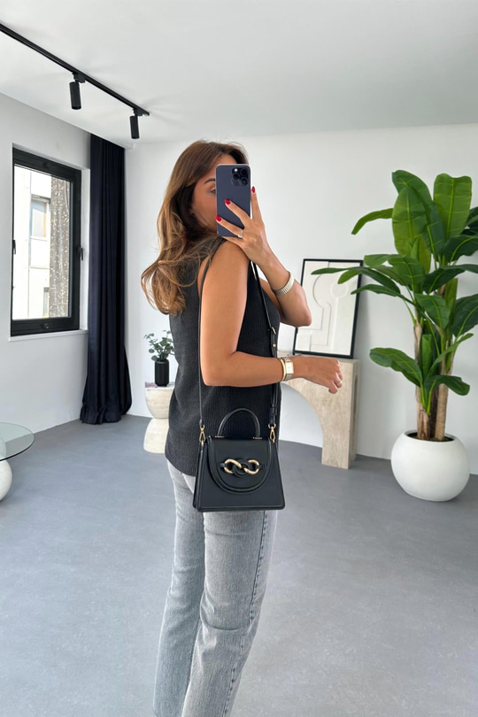 MD Nena Füme Bağlama Detaylı Yelek