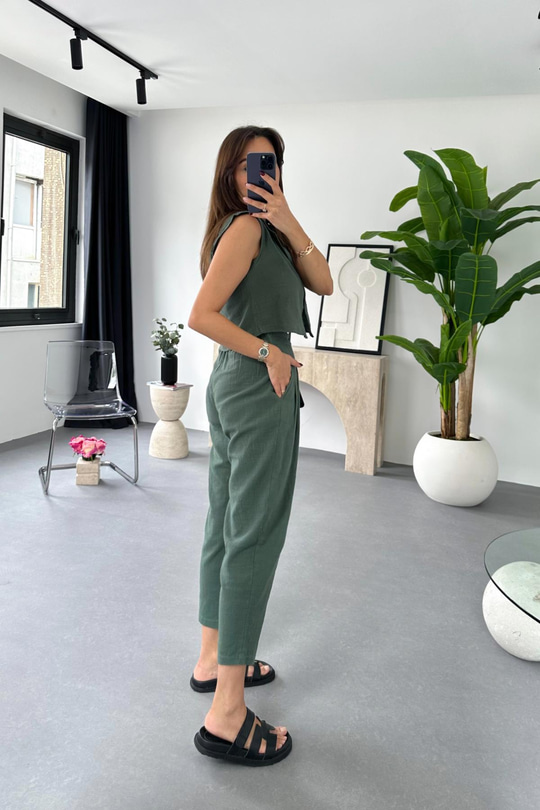 Pose Zümrüt Yeşili Yelek Pantolon Takım