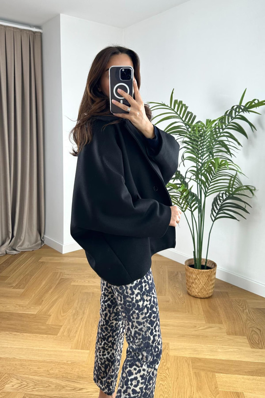 Siyah Kaşe Oversize Ceket