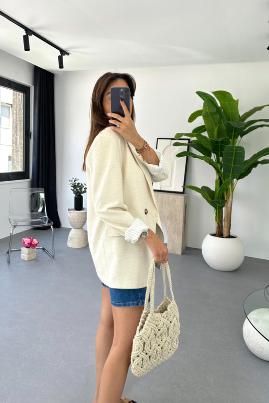 Pully Taş Keten Blazer