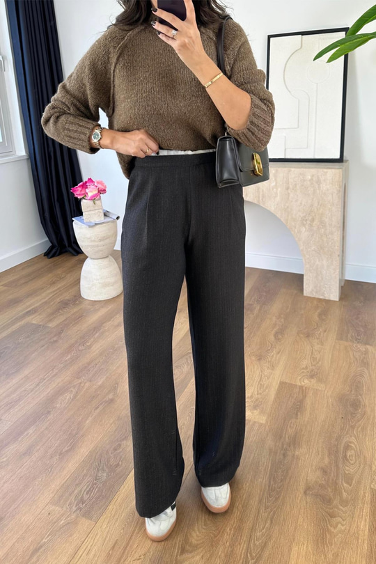 Mona Kahve Siyah Beli Bağlamalı Modal Pantolon
