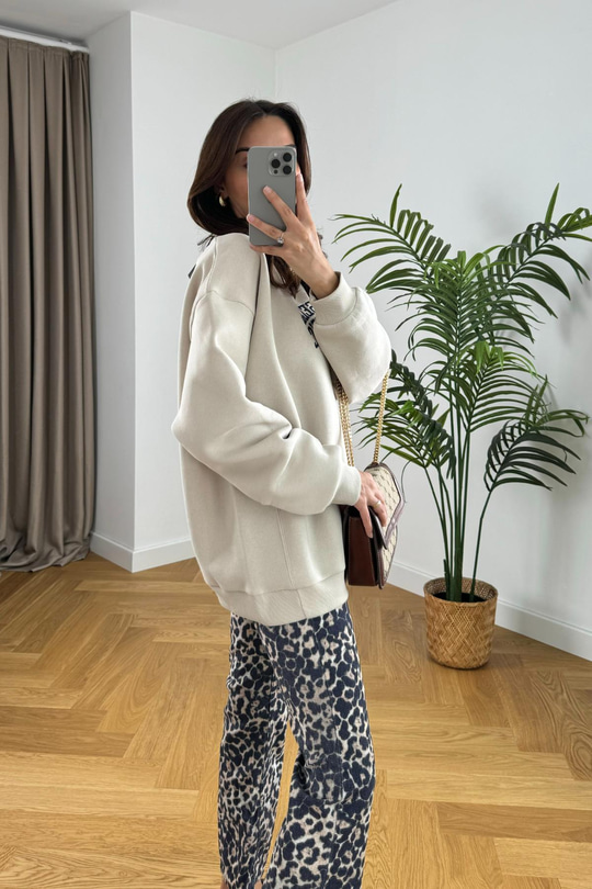 ZR Taş Rengi Russell Athletıc İşlemeli Sweatshirt