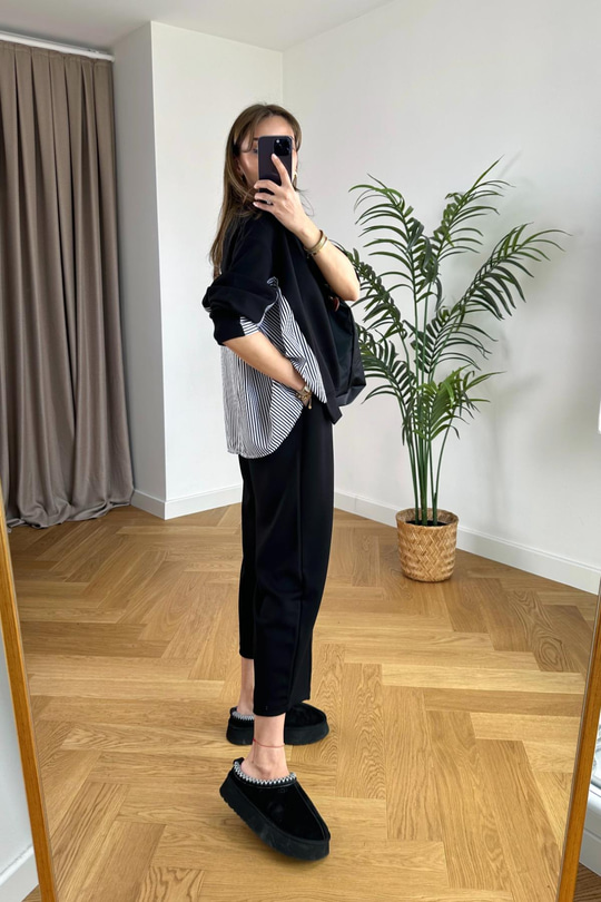 Tyren Siyah Gömlek Detaylı Modal Sweatshirt