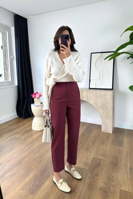 ZR Lowa Açık Bordo Flatolu Pantolon