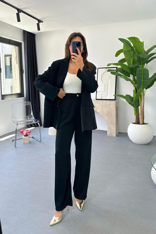 Kena Premıum Siyah Blazer Ceket Takım