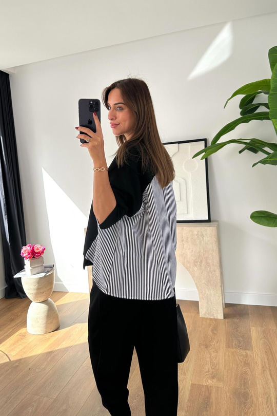 Sevsan Siyah Garnili Modal Sweatshirt Pantolon Takım