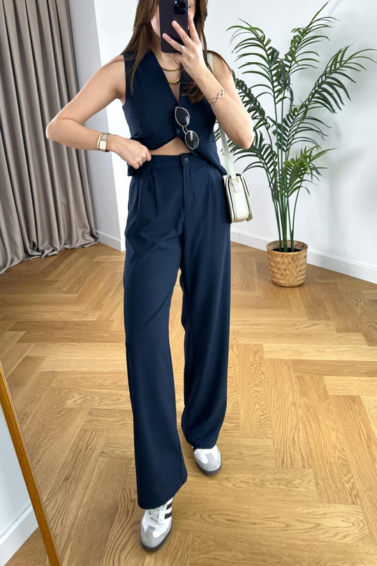 Emely Lacivert Yelek Pantolon Takım