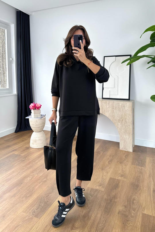 Nowse Siyah Sweat Pantolon Modal Takım