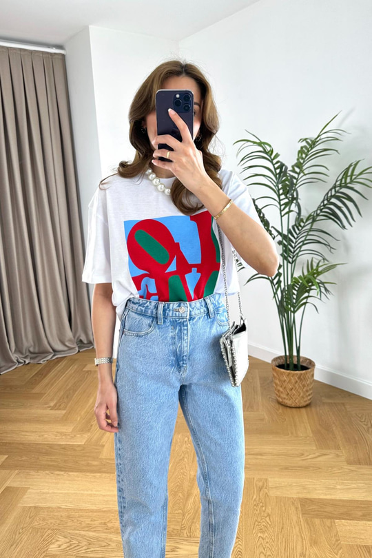 ZR Beyaz Love Baskılı Tişört