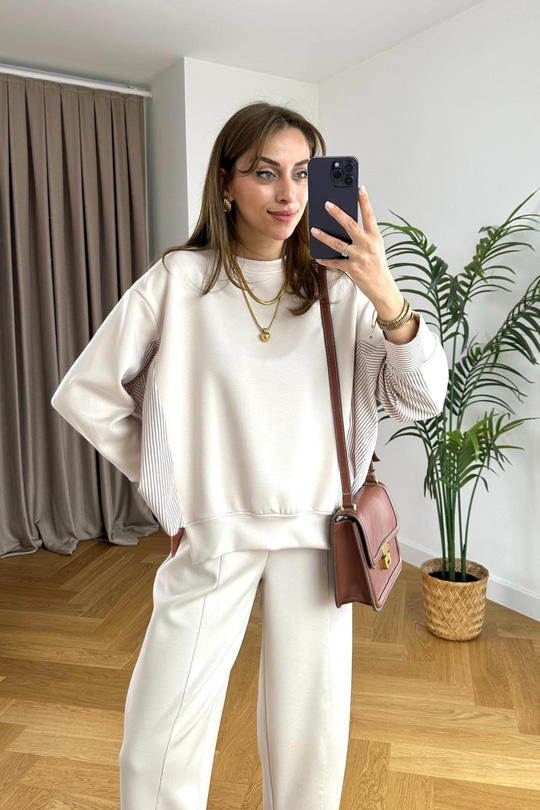 Tyren Taş Gömlek Detaylı Modal Sweatshirt