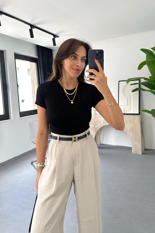 ZR Siyah Basic Crop Tişört