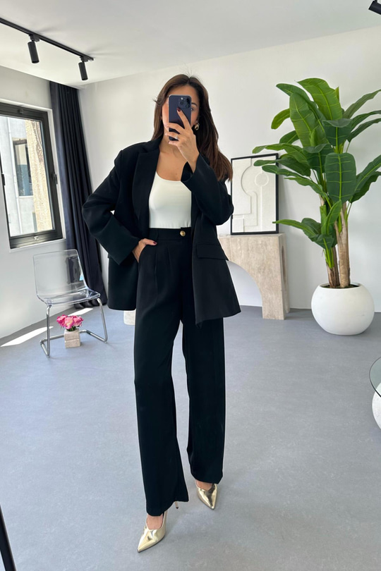 Kena Premıum Siyah Blazer Ceket Takım