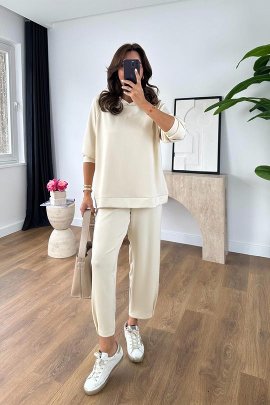 Nowse Ekru Sweat Pantolon Modal Takım