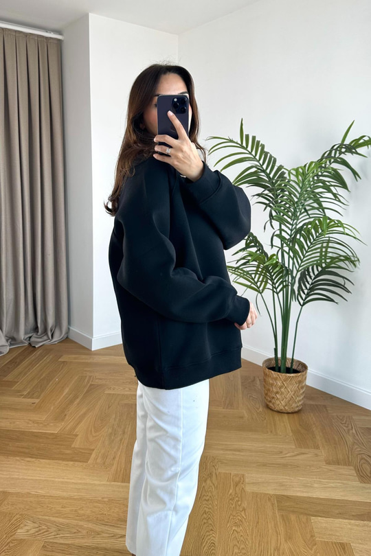 ZR Siyah Bisiklet Yaka Sweatshirt