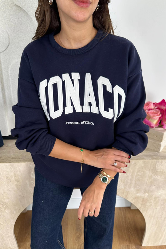 Colles Lacivert Yazı İşleme Detaylı Sweatshirt