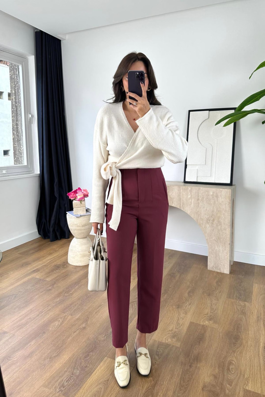 ZR Lowa Açık Bordo Flatolu Pantolon