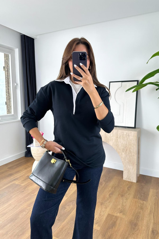 Jola Antrasit Yaka Detaylı Sweatshirt
