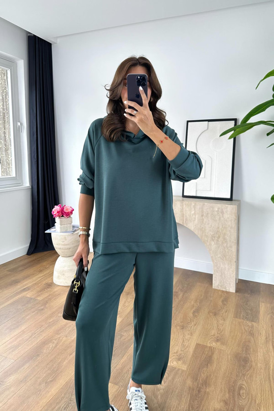 Nowse Zümrüt Yeşili Sweat Pantolon Modal Takım