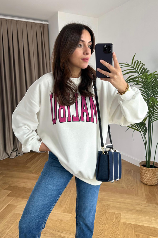 Malibu Baskılı Beyaz  Sweatshirt