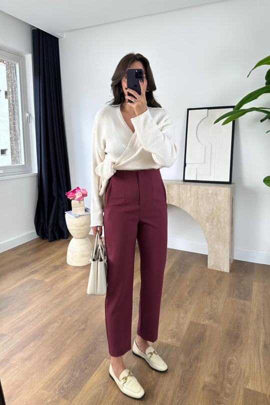 ZR Lowa Açık Bordo Flatolu Pantolon