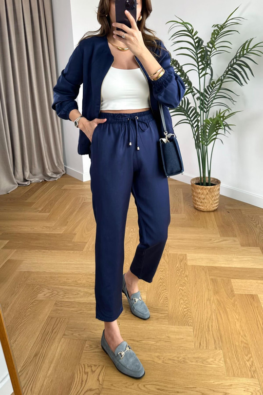 Chelsy Lacivert Fermuarlı Takım