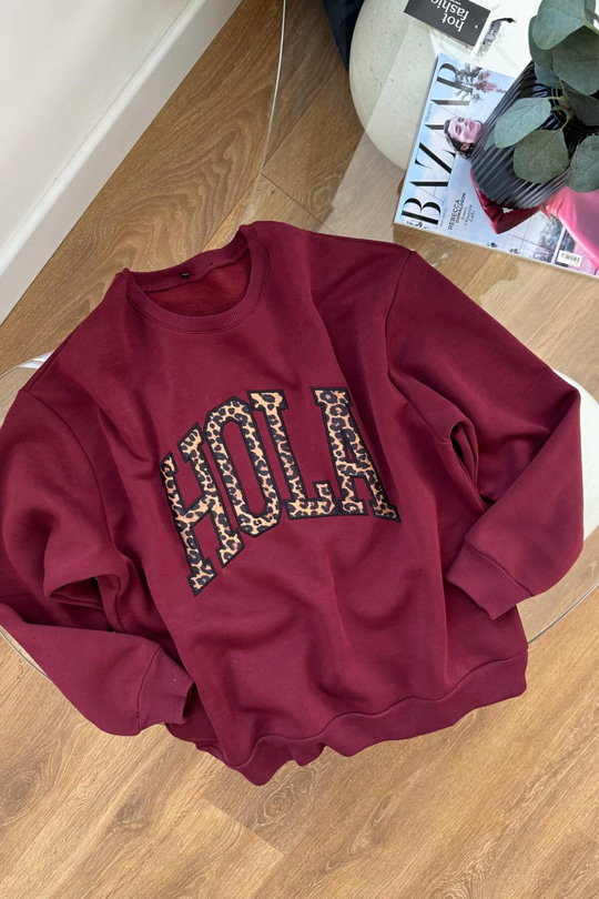 Cesila Bordo Yazı Detaylı Oversize Sweatshirt