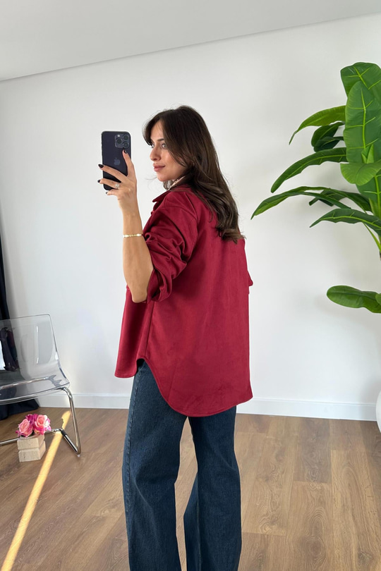 Brinda Bordo Cep Detaylı Ceket