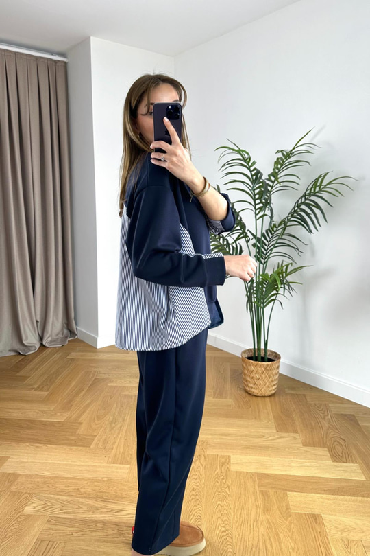 Tyren Lacivert Gömlek Detaylı Modal Sweatshirt