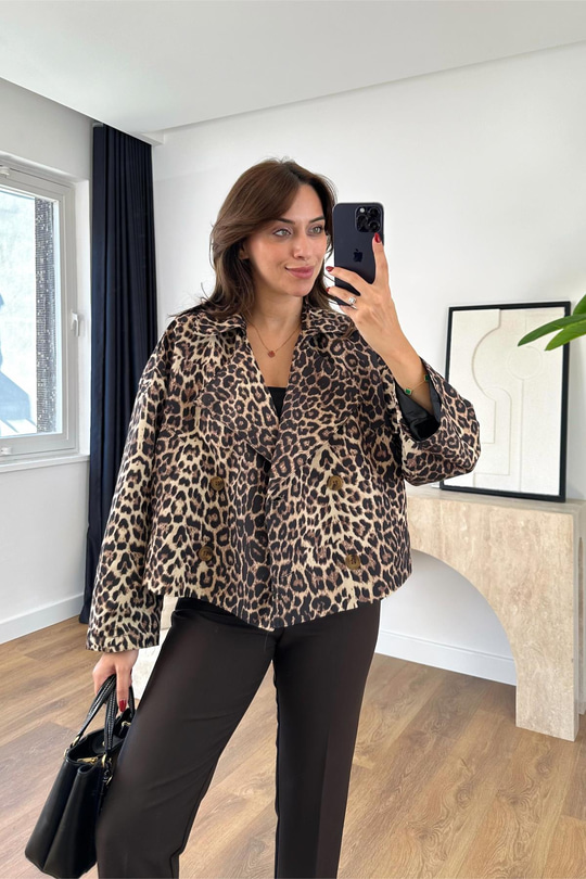 Selosa Leopar Desenli Kısa Ceket