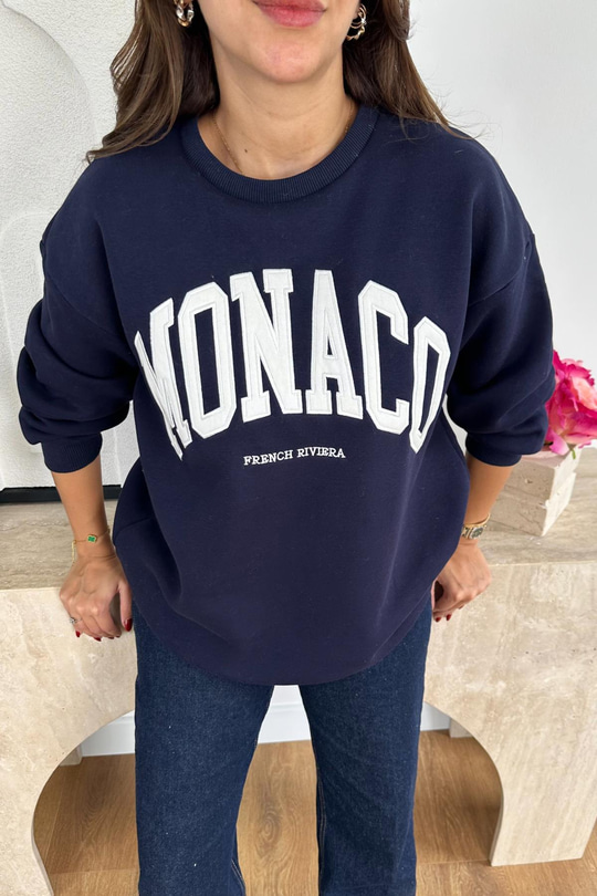 Colles Lacivert Yazı İşleme Detaylı Sweatshirt
