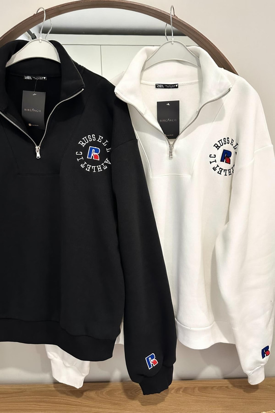 ZR RoseBall Beyaz Fermuar Detaylı Sweatshirt