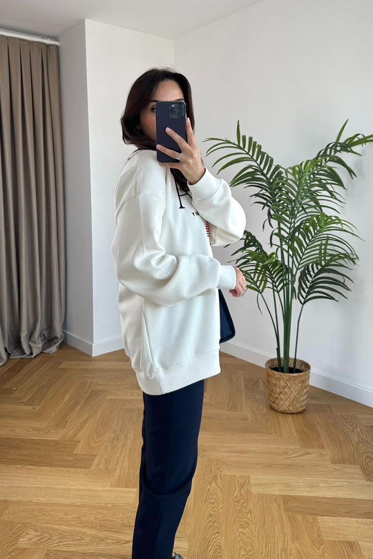 ZR Beyaz USA Yazı İşlemeli Sweatshirt