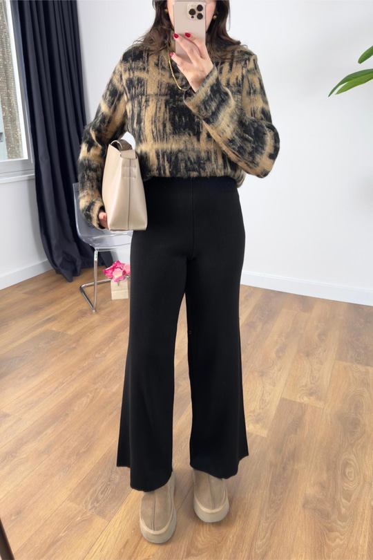 Bulsi Siyah Beli Lastikli Triko Pantolon