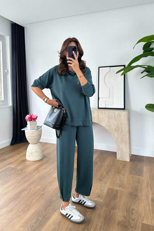 Nowse Zümrüt Yeşili Sweat Pantolon Modal Takım